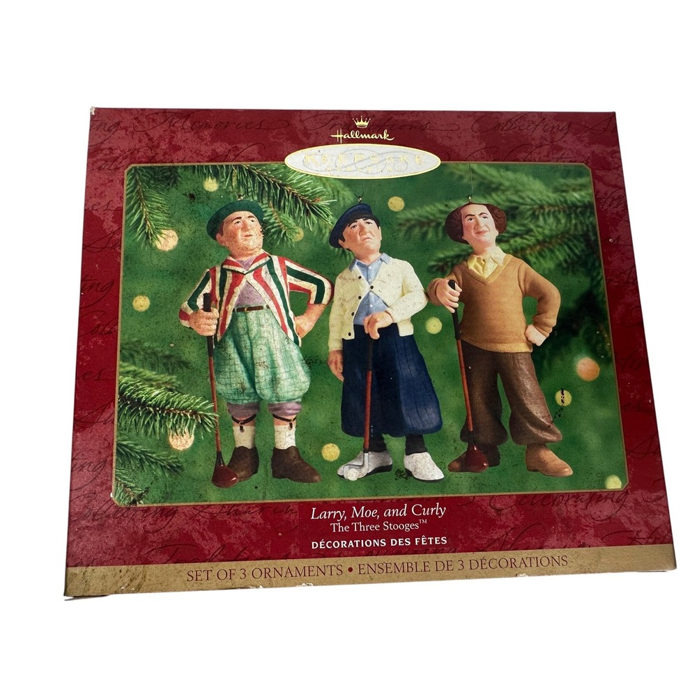 Hallmark Keepsake The Three Stooges Golfing Ornaments Set Larry Moe Curly 2000